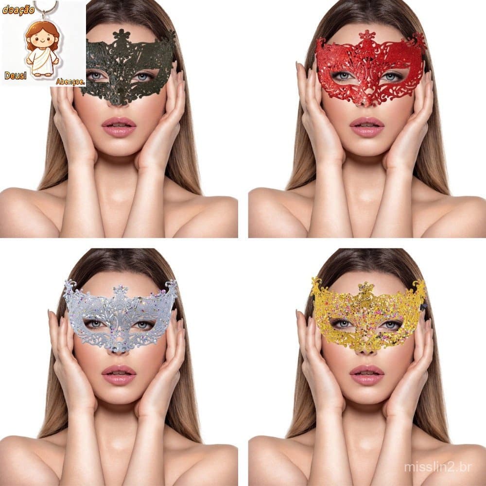 Máscara Fantasia Elegância Festa Show Baile Gala Eventos Feira Feminino Cores M791