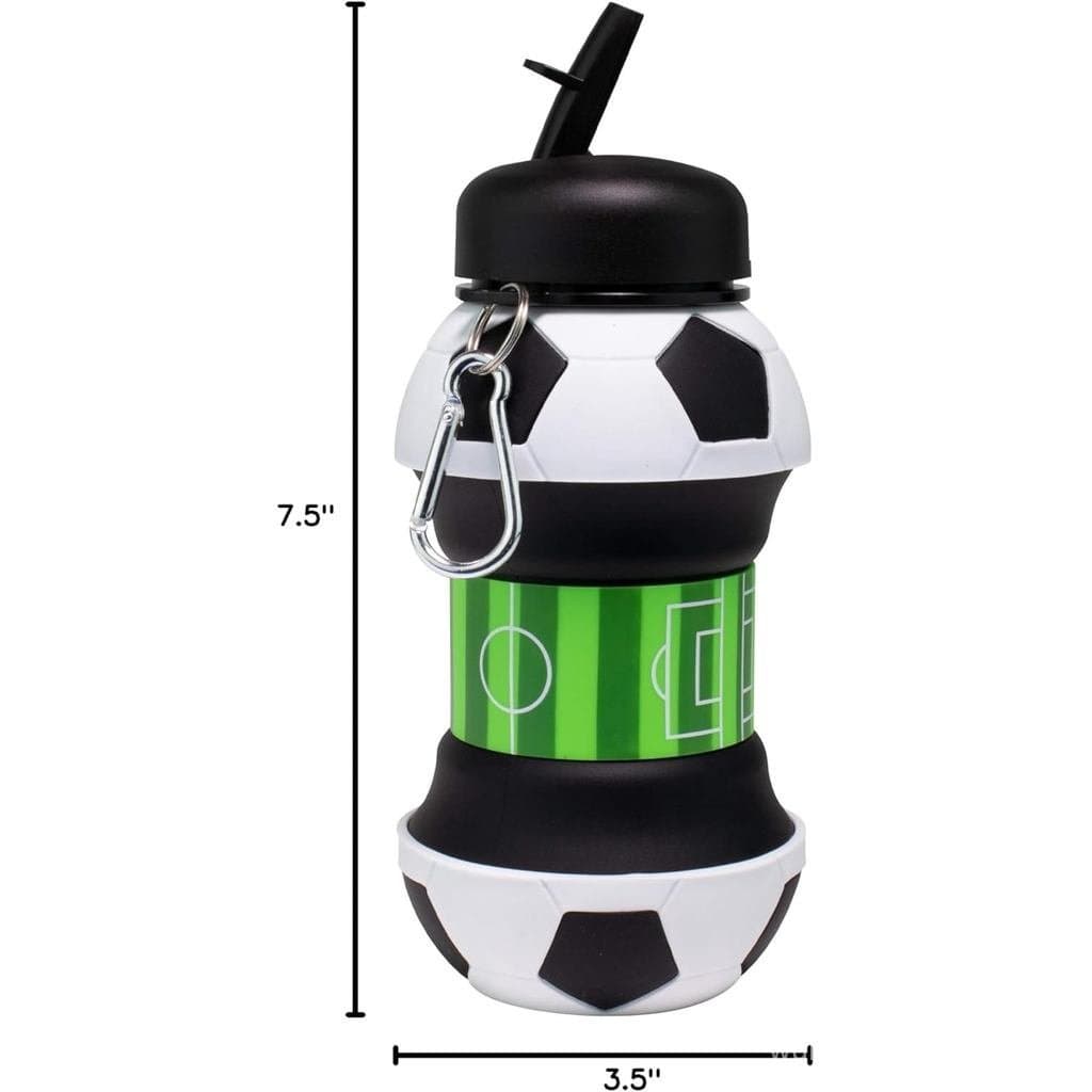 Garrafa de Água Dobrável de Silicone em Forma de Bola de Futebol Maccabi Art para Crianças, 18 oz, Livre de BPA, com Cli