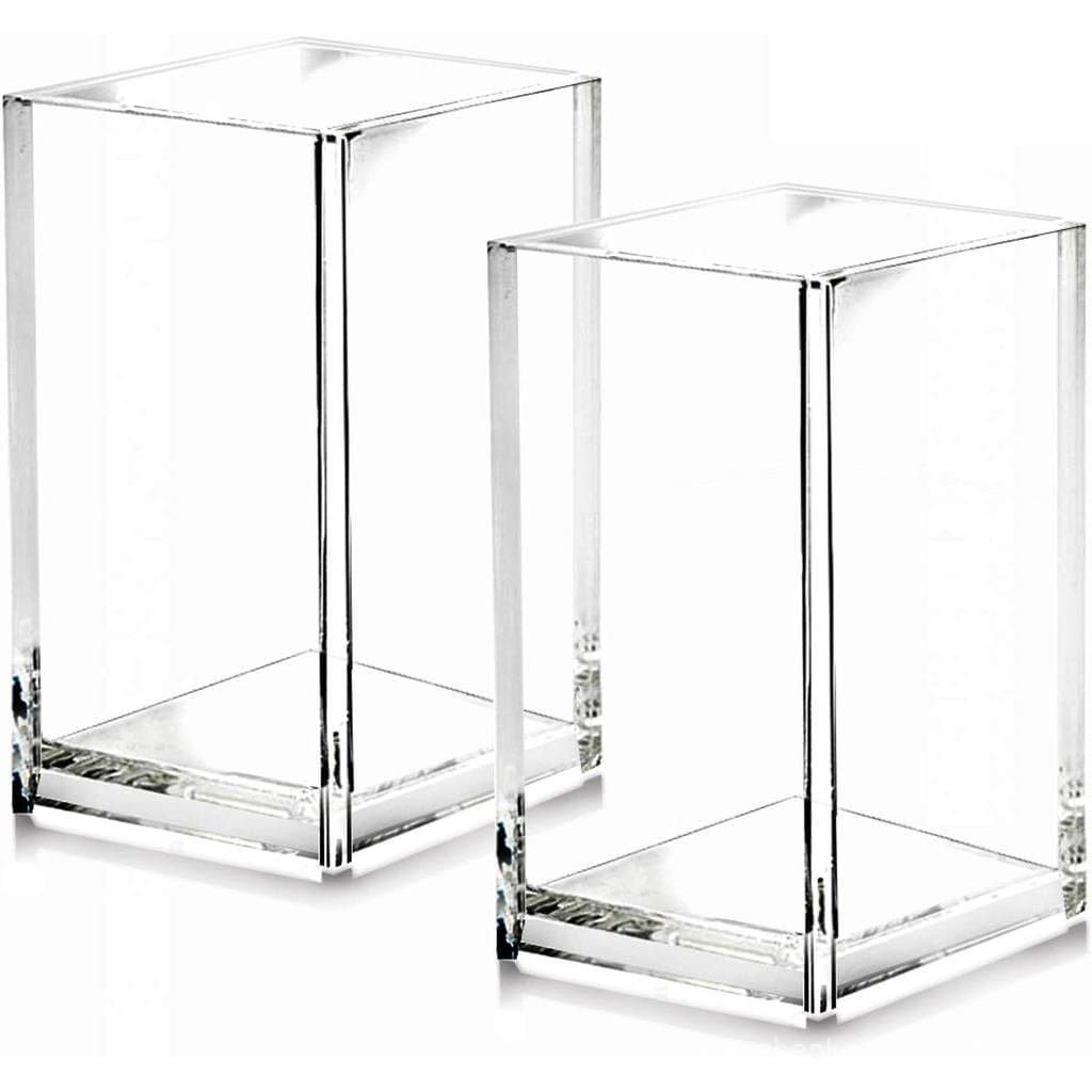 Conjunto de 2 Suportes Transparentes de Acrílico para Lápis e Canetas, Organizador de Acessórios de Mesa, Organizador de