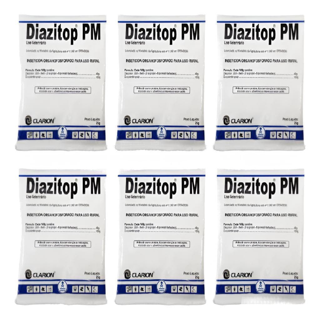 Diazitop Pm 25g Controle De Moscas Rural Vetoquinol Kit 6 Un