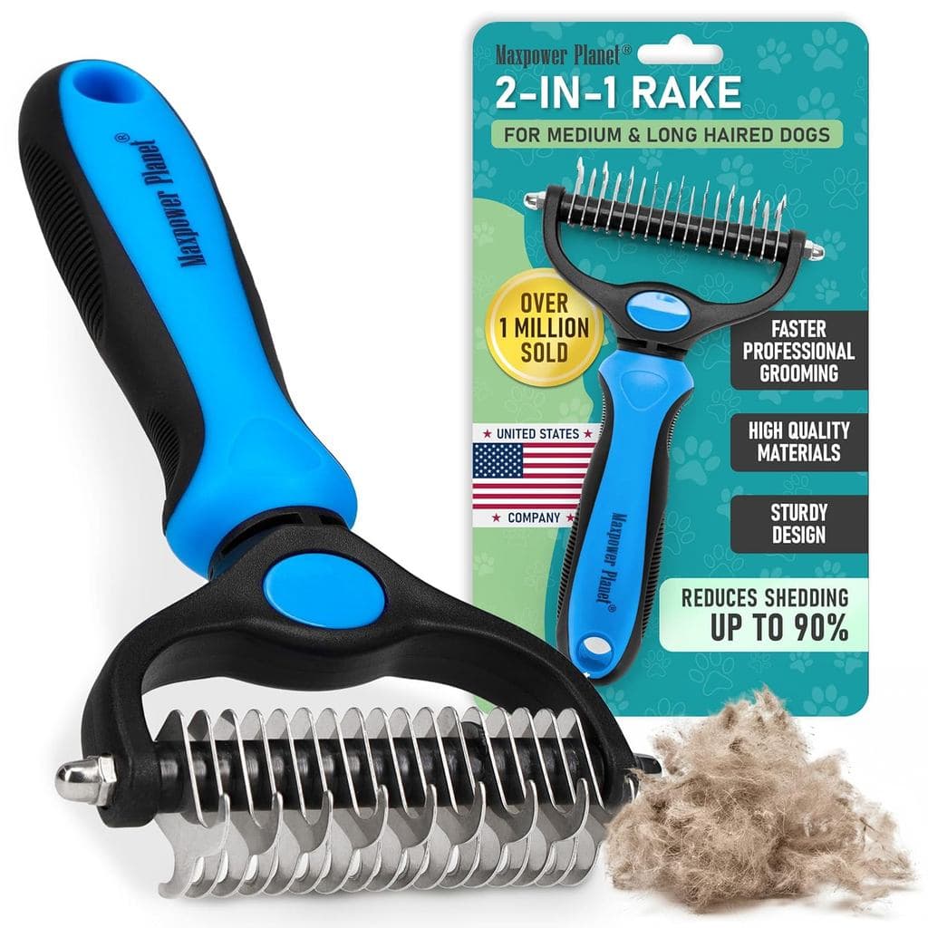 Maxpower Planet Original Grooming Rake - Ferramenta de Remoção de Pelos Dupla Face, Rake para Subpelo para Cães e Gatos,