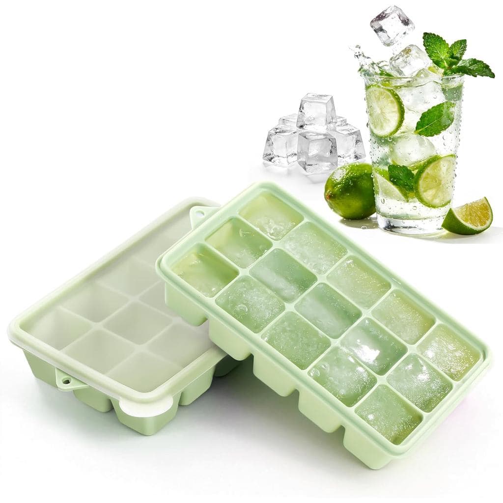 Forma de Gelo de Silicone, 2 Unidades de Formas de Gelo para Freezer com Tampa, Formas de Gelo de Silicone Empilháveis e