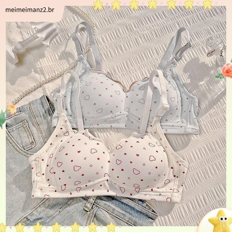 Doce bonito roupa interior feminina seios pequenos reunindo sem anel de aço estudantes universitários do ensino médio me
