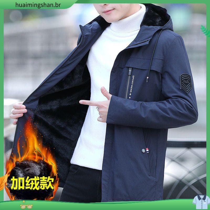 Primavera outono inverno jaqueta masculina jaqueta Casual roupas masculinas forro de lã engrossado jaqueta à prova de ve