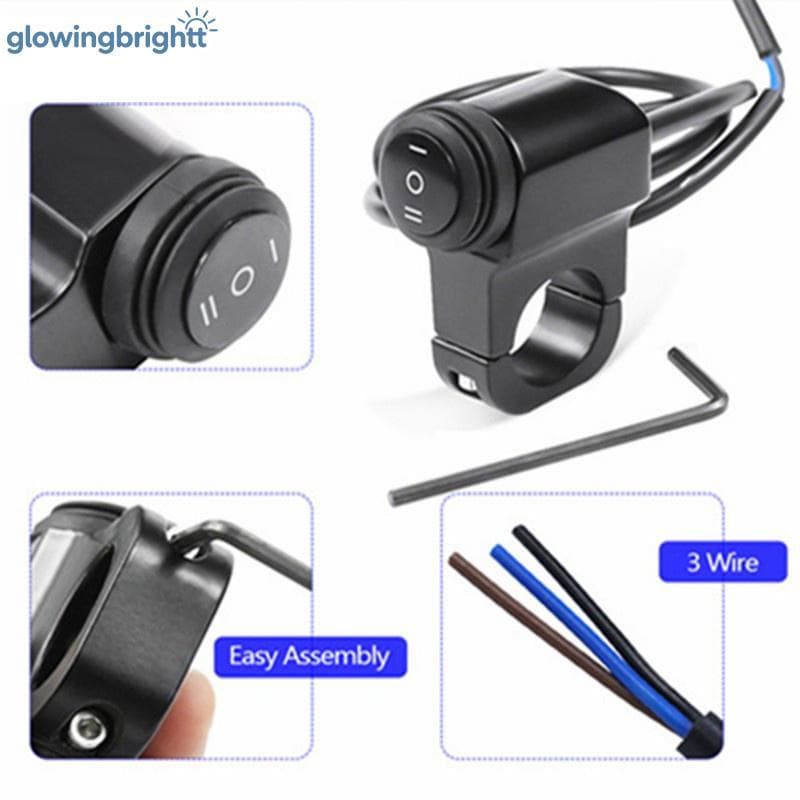 Interruptor De Guiador De Motocicleta À Prova D'água De 3 Posições GLOWI Para Faróis De Neblina 12V