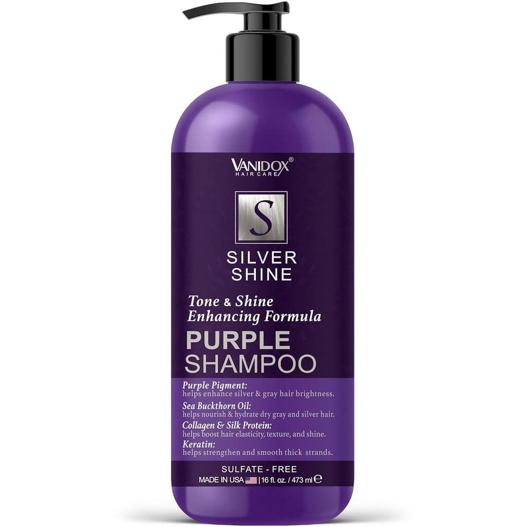 Shampoo Roxo Tonificante VANIDOX para Cabelos Grisalhos e Prateados, com Pigmento Roxo, Shampoo Sem Sulfato para Cabelos