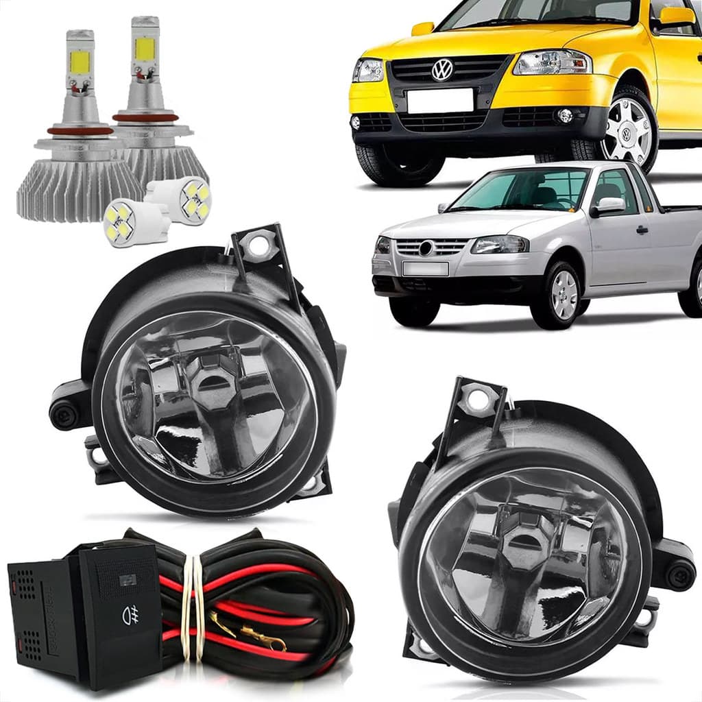 Kit Farol Milha Neblina Vw Volkswagen Gol Geração G4 + Led