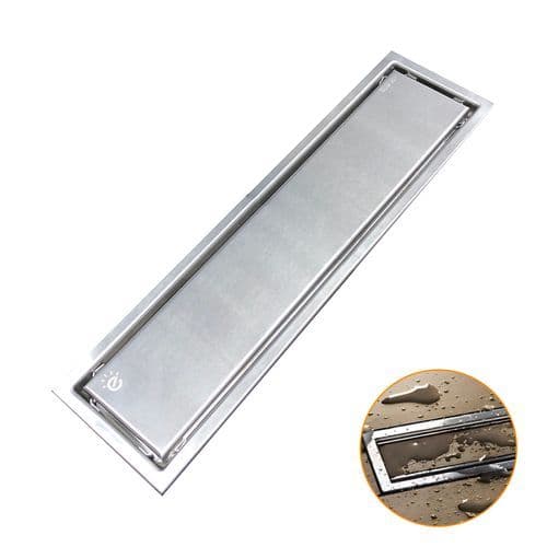 Ralo Linear Oculto Invisível Piso Embralumi Aço Inox 40x10cm Válvula De Saída Anti Odor Anti Inseto Banheiros