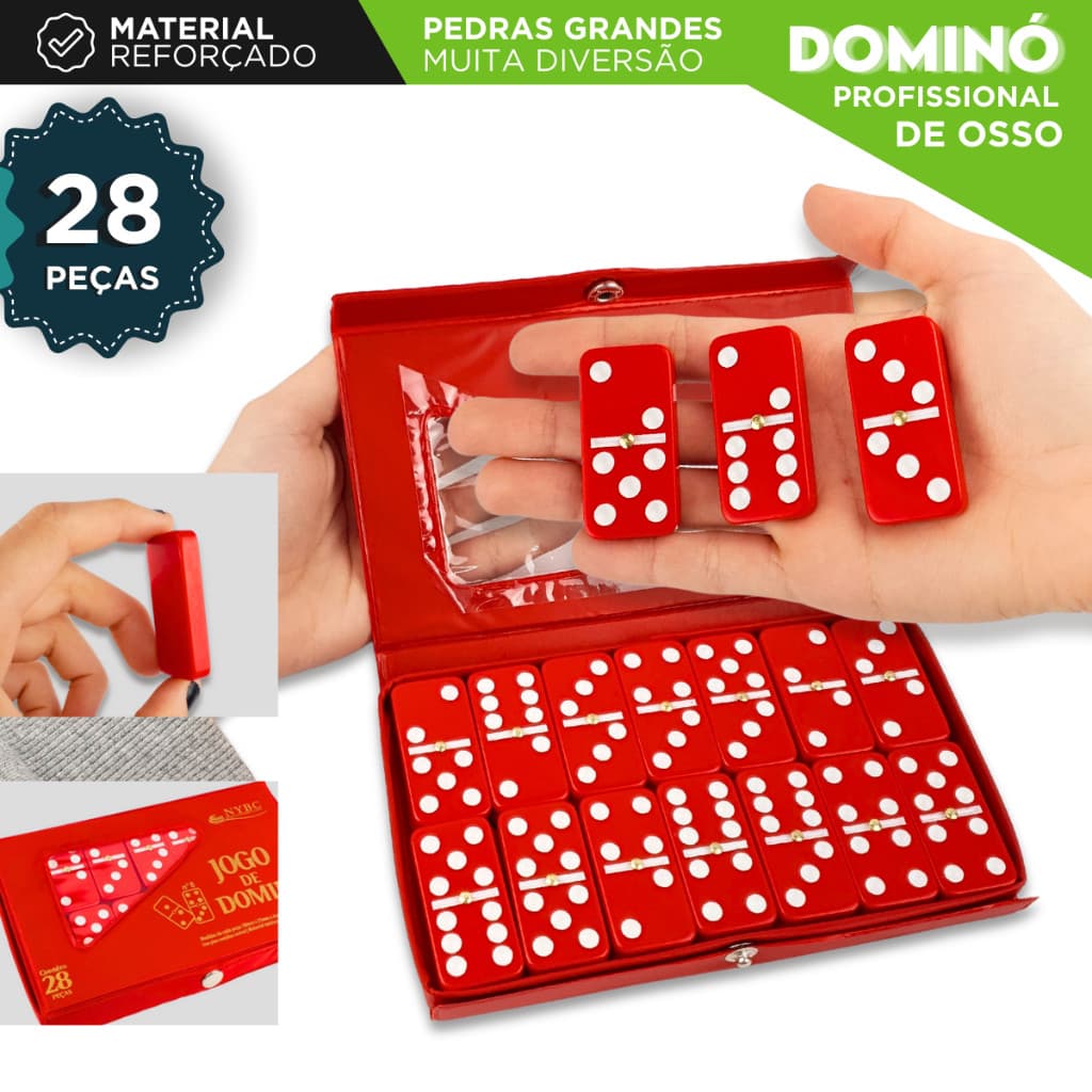 Domino De Osso Vermelho Profissional - Pedras Grandes - NL