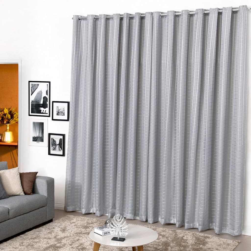 Cortina 4,00 x 2,50 Forro Microfibra C/Voil Xadrez Para Quarto  Sala