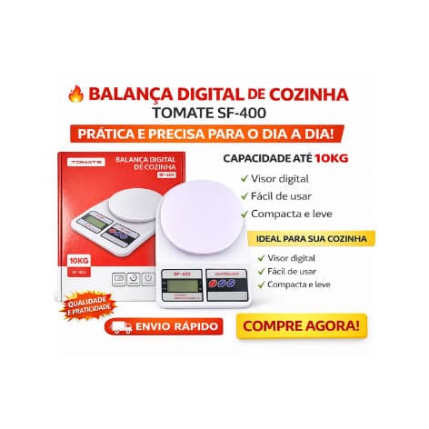 Balança Digital Cozinha SF-400 10kg LCD Precisão Alta Compacta