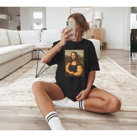 Camiseta Feminina 100% Algodão Fresquinha Ótimo para Treino ESTAMPADA Monalisa Maromba