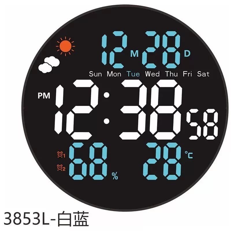 Casa sala de estar luminosa relógio Digital montado na parede simples tela grande relógio eletrônico temperatura umidade