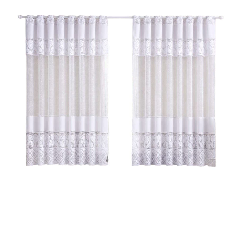 Cortina de Renda para Cozinha 2,20m x 1,20m Janela Varão Renda Floral
