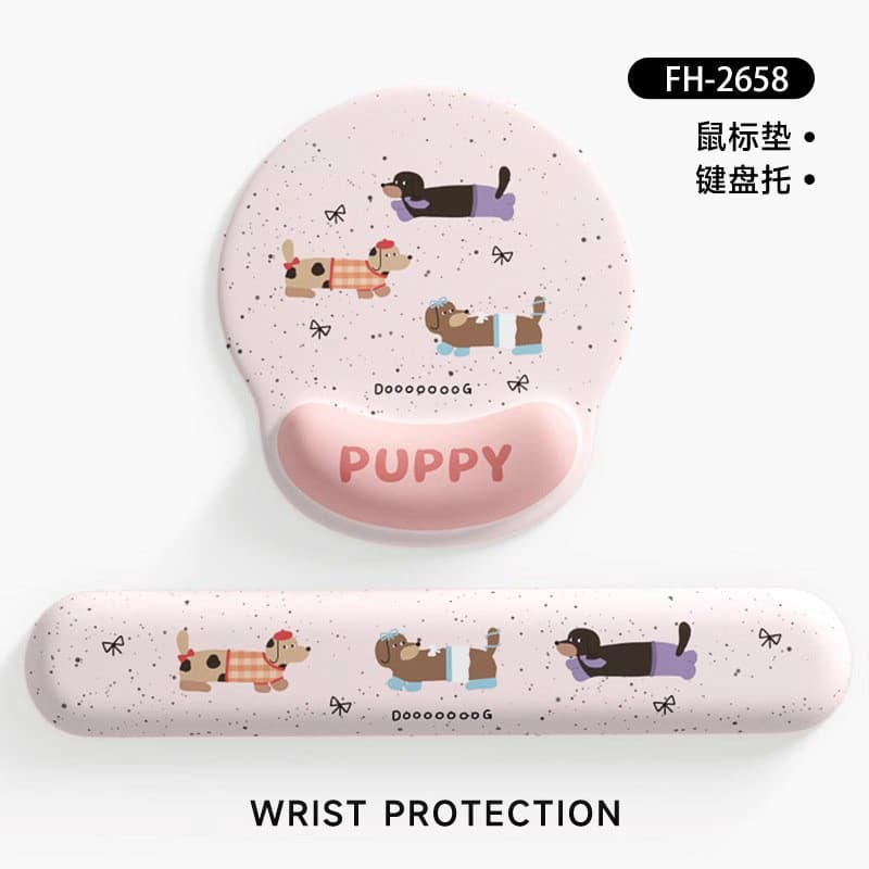 Descanso de Pulso para Mouse com Estampa de Cão Dachshund de Desenho Animado para Meninas, Resistente à Sujeira, Descans