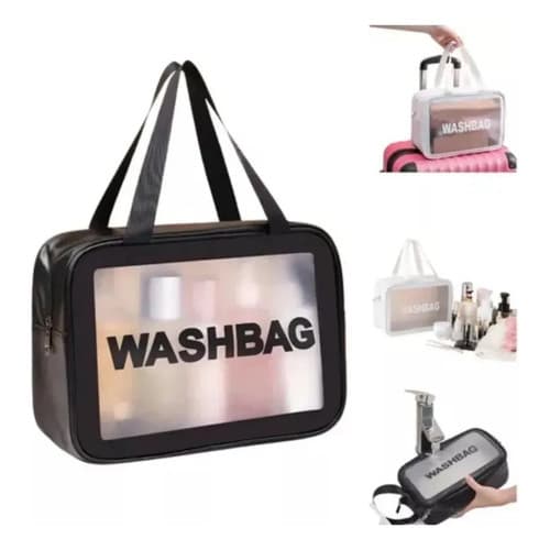 Necessaire  Organizadora Viagem Maquiagem Preta -  Plastica - ideal para usar em academias, pias, natação