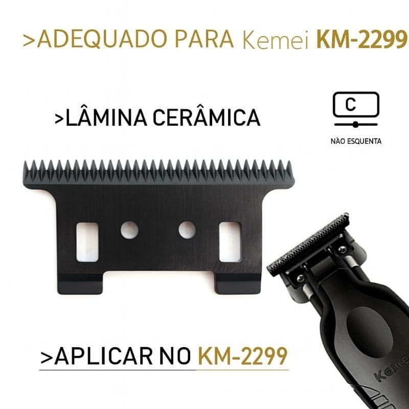 Lamina De Ceramica para máquina kemei 2299 acabamento, babyliss skeleton