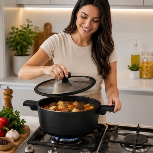 Panela Max Black, panela preta, panela com tampa de vidro, panela cozinha, panela 18 20 22 24cm, panela resistente