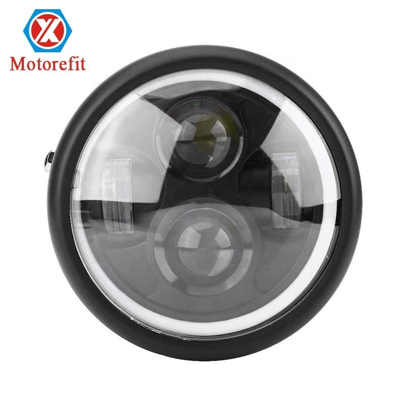 premium-6.5 " Motocicleta LED Farol Hi & Lo Lâmpada DRL Com Anel De Anjo Para Harley Sportster Cafe Racer Bobber Ferro 8