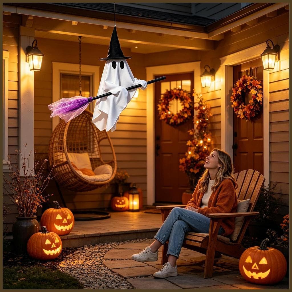 Halloween Fantasma Casa Assombrada Ornamentos De Boneca Assustadora Com Vassoura De Bruxa Balançando Para sentanebr Inte