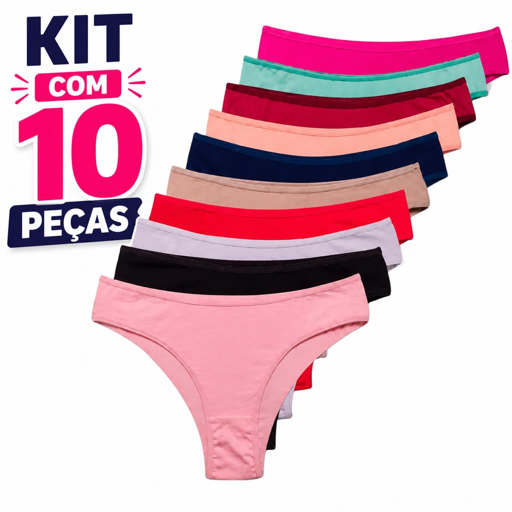 Kit Calcinhas Confort Reforçadas Algodão Tanga Basica Feminina Confortavel Dia a Dia