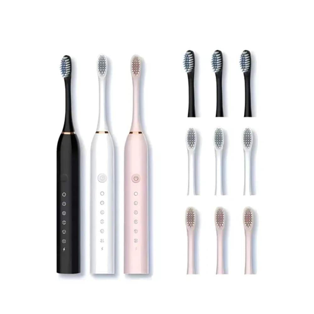Escova Elétrica Ultrassônica Portátil IPX7, 7 Modos de Limpeza para Higiene Bucal Completa