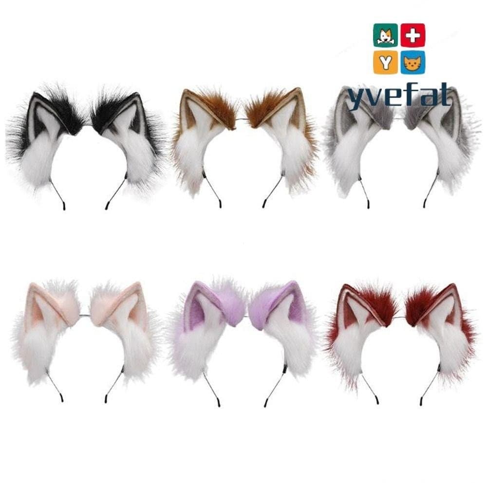 Tiara de Orelhas de Gato YVEFAT, Acessórios Fantasia, Chapéu de Cosplay de Pelúcia, Aros de Cabelo de Animal PSRB