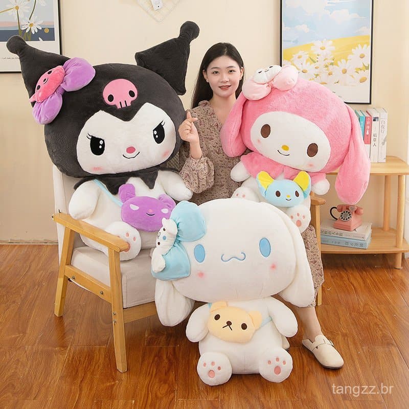 Sanrio Kuromi My Melody Cinnamoroll Bonecas De Pelúcia De Canela 40/50cm Almofada Anime Figura De Desenho Animado Brinqu
