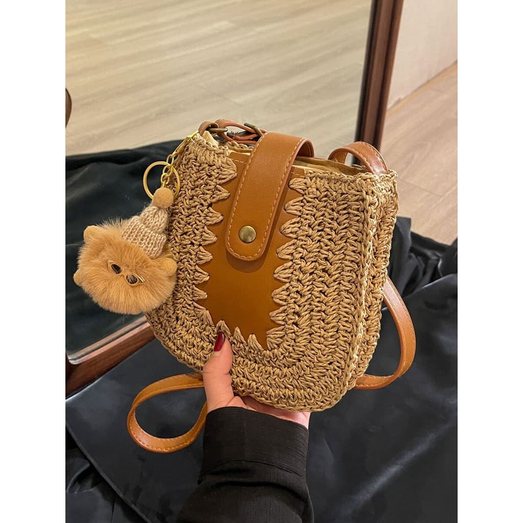 Bolsa de palha tecida francesa feminina verão 2026 novo estilo Popular bolsa de telefone móvel de venda quente férias à