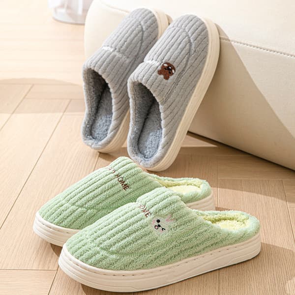 | slippers | ♫W inverno interior casa chinelos de algodão masculino casal chinelos térmicos de sola grossa confortável f