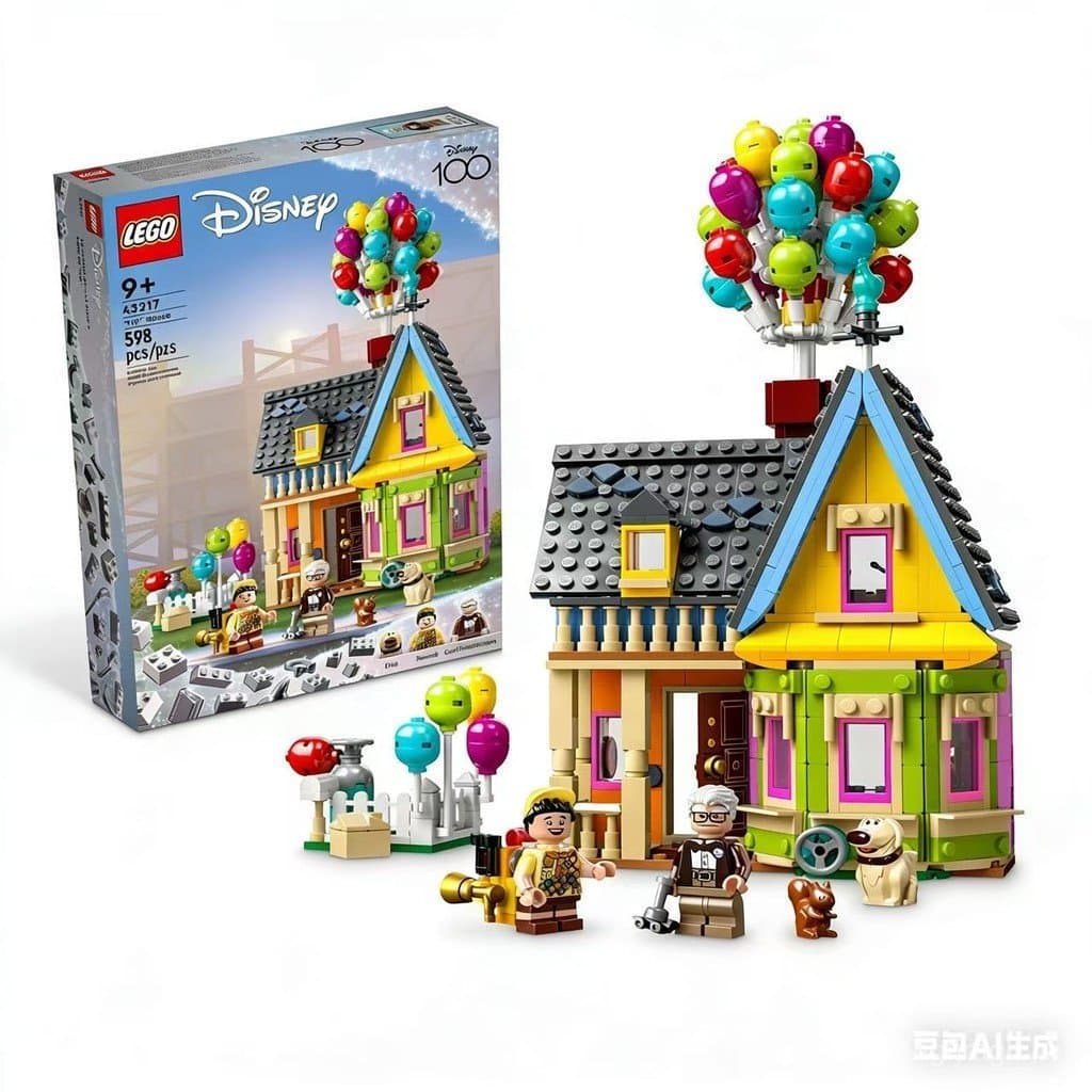 IP2Y LEGO Disney 43217 Up Brinquedo de Blocos de Montar - A Grande Aventura na Cabana - 598 Peças - Desenvolvimento Educ