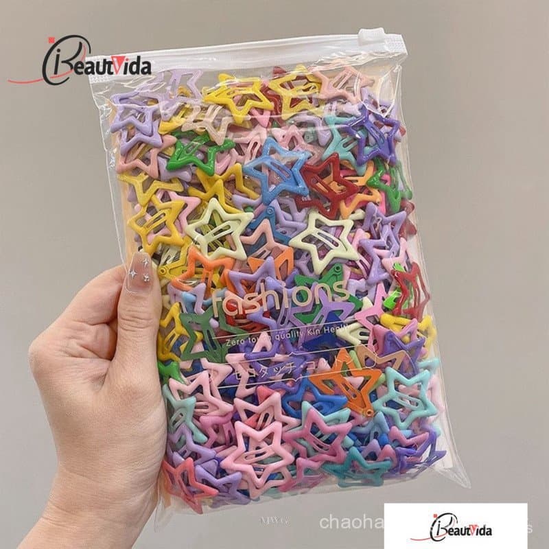 18/24/50 Unidades Colorido Estrela Grampo De Cabelo Testa Franja Acessórios Para Clipes BB Laterais
