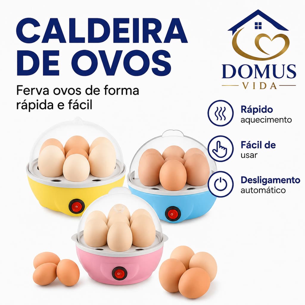 Cozedor Elétrico de Ovos a Vapor Portátil – 110V/220V – Alta Praticidade