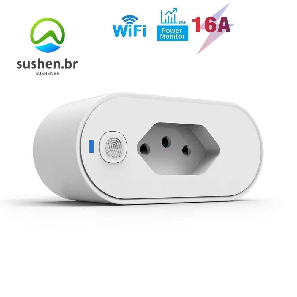 Adaptador De Tomada Inteligente SUSBR , Conectividade Tuya WiFi Controle De Voz Brasil Smart Plug , Bloqueio Infantil