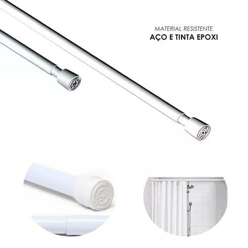 Tubo Extensivel Ajustavel Suporte Cortina Box Banheiro Facil Instalar Resistente