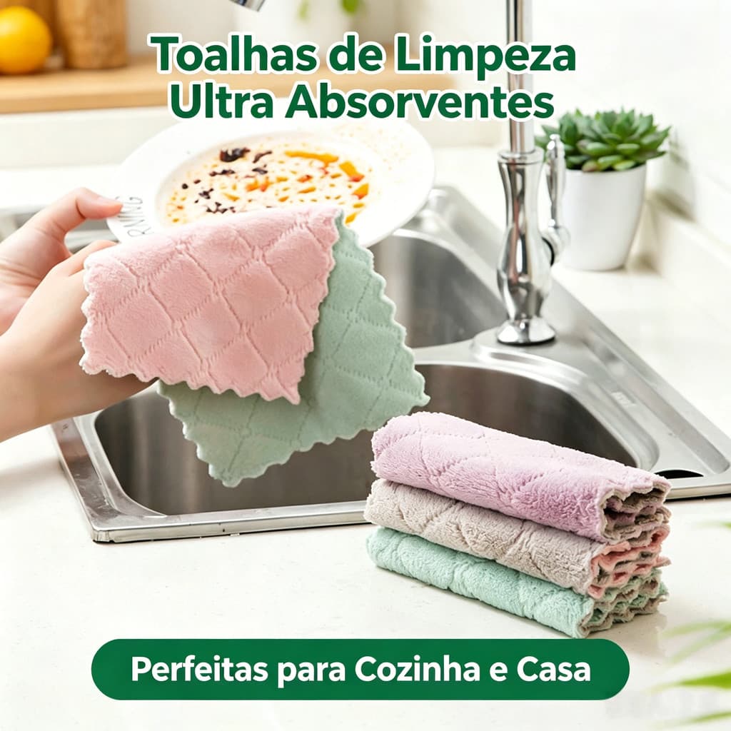 1/5/10 Pcs Super Absorvente Pano De Prato De Microfibra Alta Qualidade / Toalha De Limpeza Doméstica