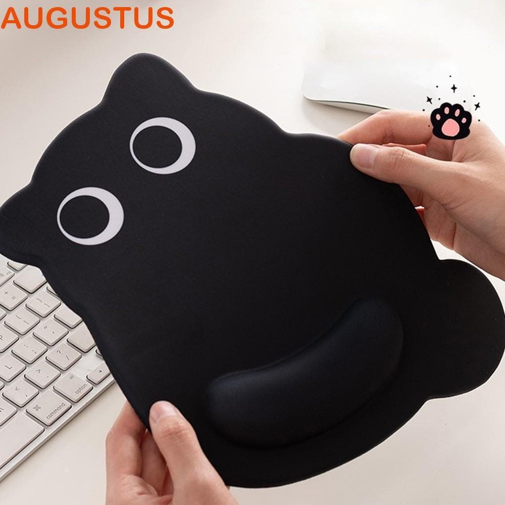 AUGUSTUS Mouse Pads De Gato Preto , Almofada De Pulso Protetor De Mão Grande Tapete De Rato , Antiderrapante Kawaii Pad