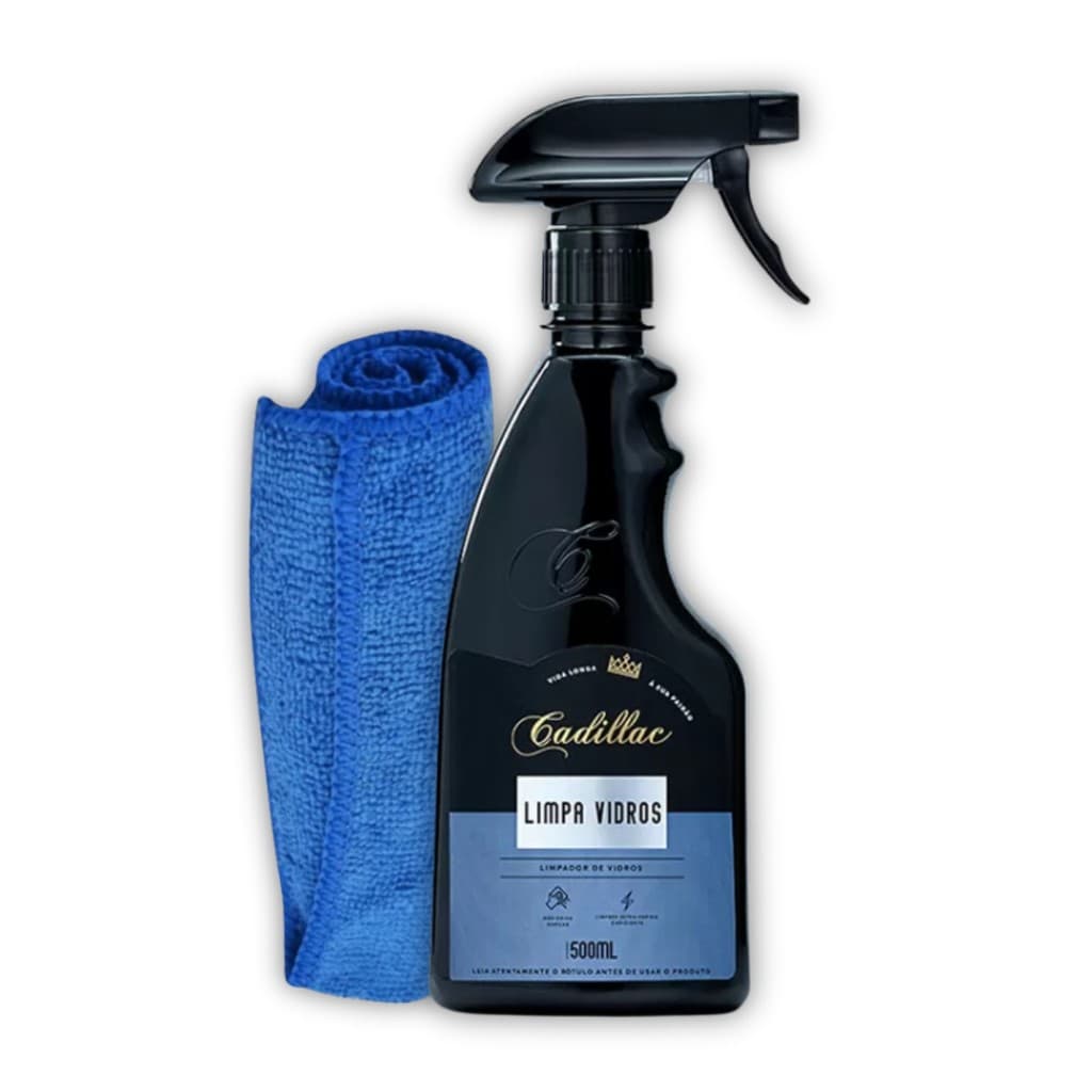 Limpa Vidros Spray Automotivo Limpeza Cadillac 500ml Pano
