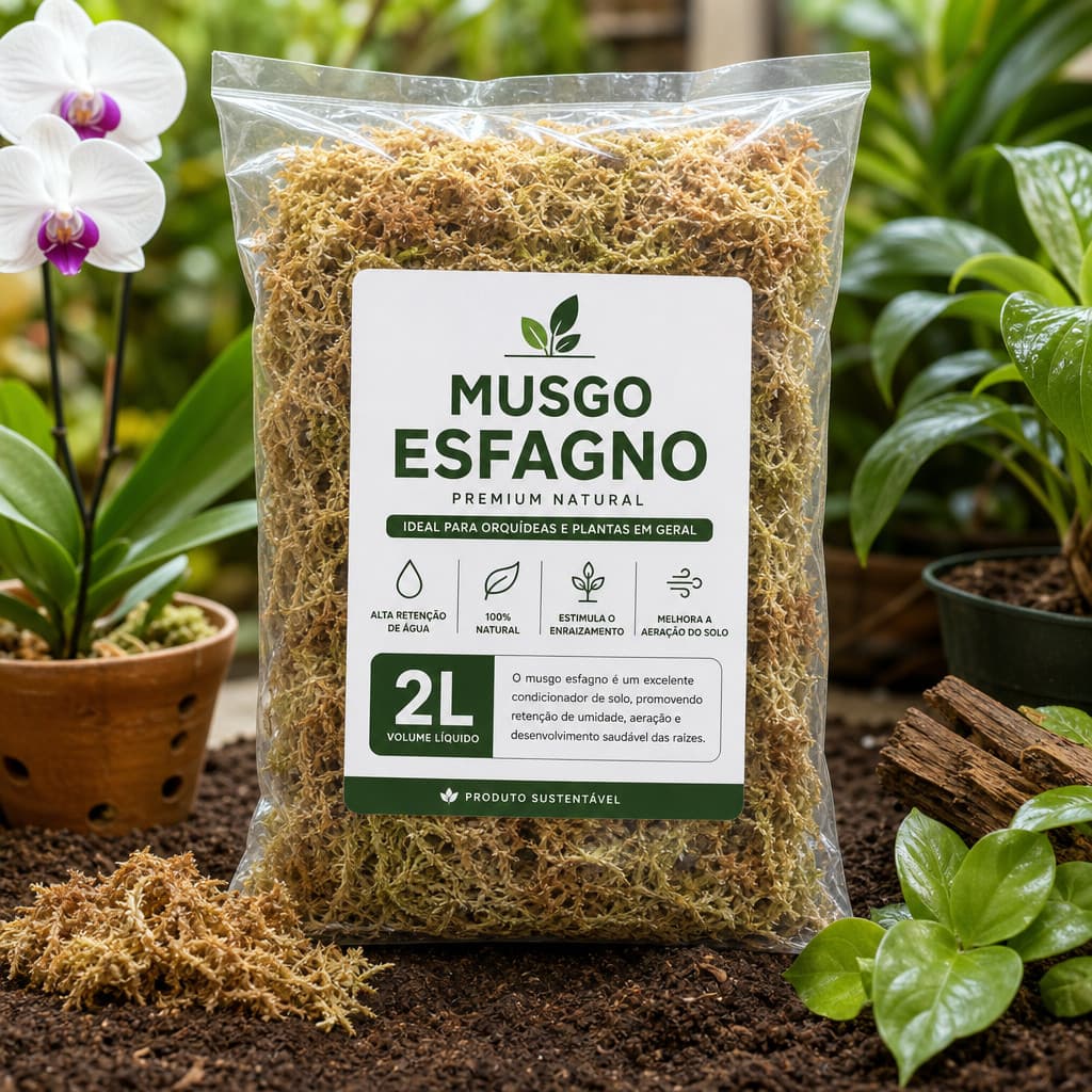 2 Litros Musgo Esfagno Orgânico Substrato Orquídeas Sphagnum