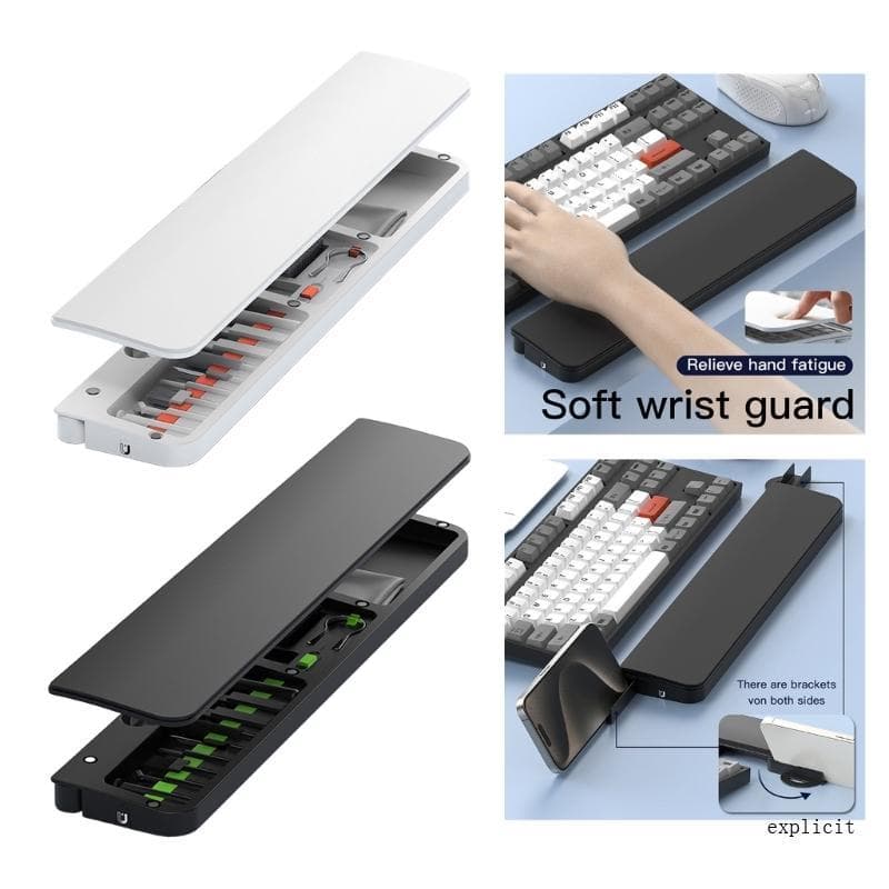 Almofada Pulso Multifuncional Para Teclados Couro Exp Kit Limpeza Profunda E Suporte Ergonômico Digitação E