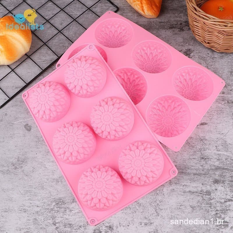 Idealistas 3D Crisântemos Moldes De Silicone Flores Sabonete Ferramentas Para Decoração De Bolo De Girassol 6 Grades Mol