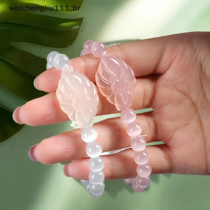 #     Pulseira de Contas Tecidas em Cristal Verde Weicheng, Pulseira de Corrente Feminina Leve e Ajustável LN1R