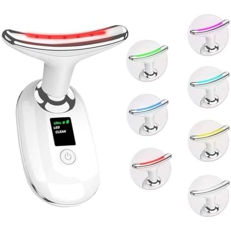 Massageador Facial , De 7 Cores LED Para Cuidados Com A Pele , Ferramenta Massageadora Pescoço Calor & amp ; Vibração Po