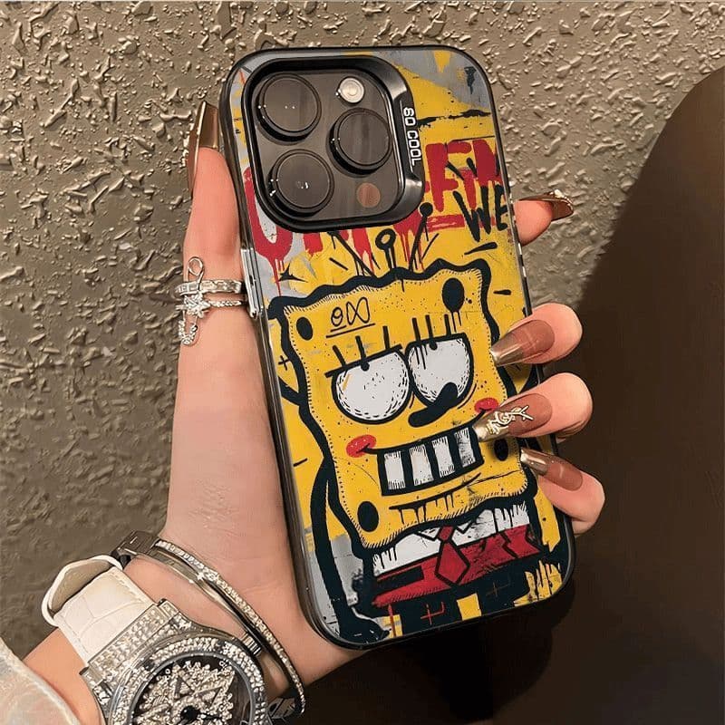 Capa de celular do Bob Esponja adequada para 16Plus, iPhone 15 Pro Max, 14/13/12/11 SXB7