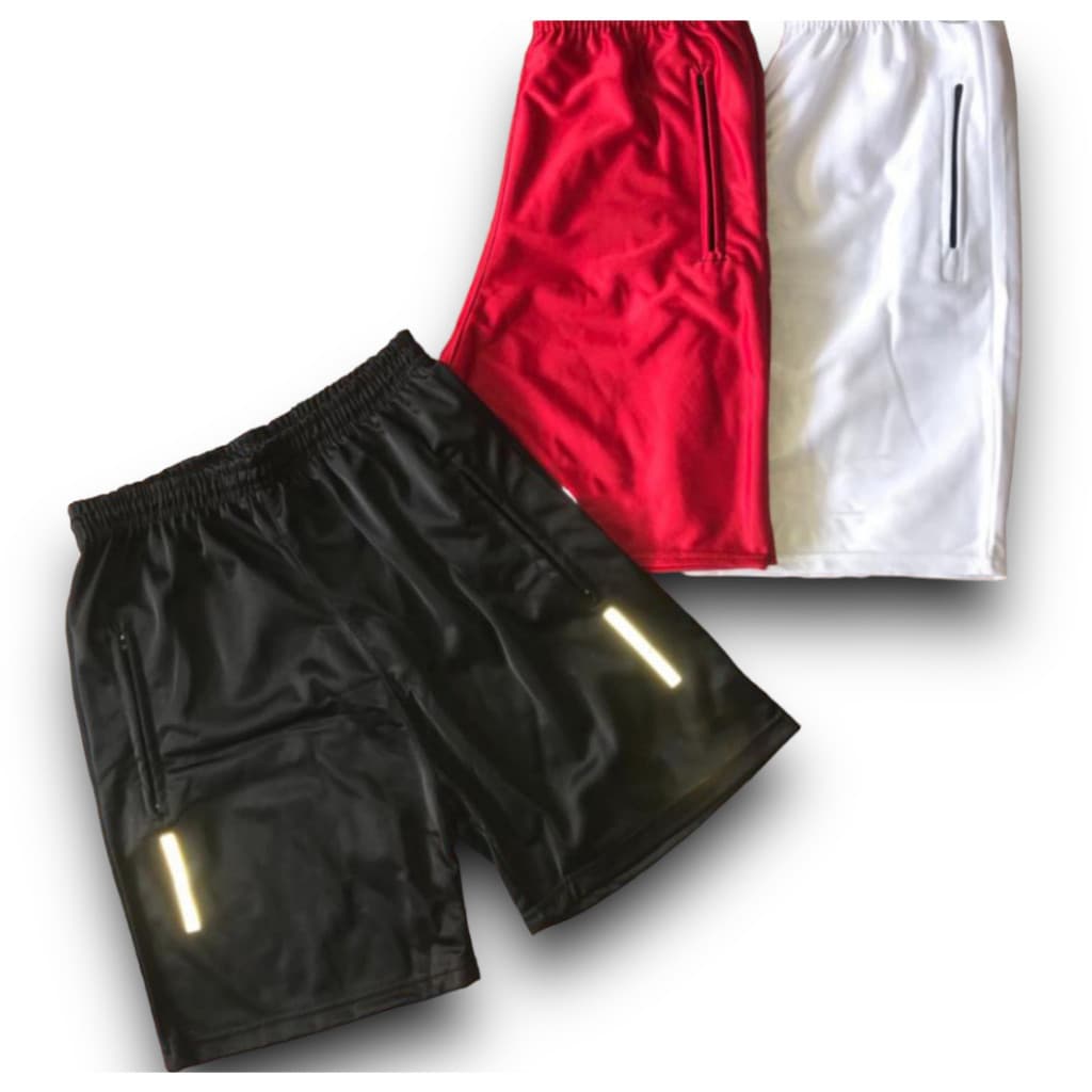 Kit 3 Shorts Bermuda Dry Fit Esportiva Treino Com Ziper no Bolso - simbolo refletivo-
