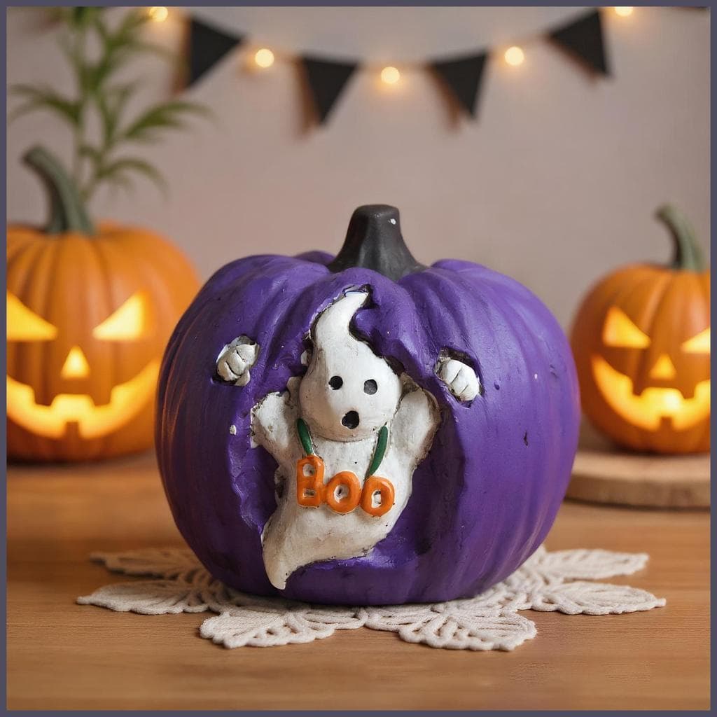 Halloween Abóbora Decoração Colecionável Assustador Ornamento Cena Prop Artificial Com Fantasma Dentro Para tiankabbr
