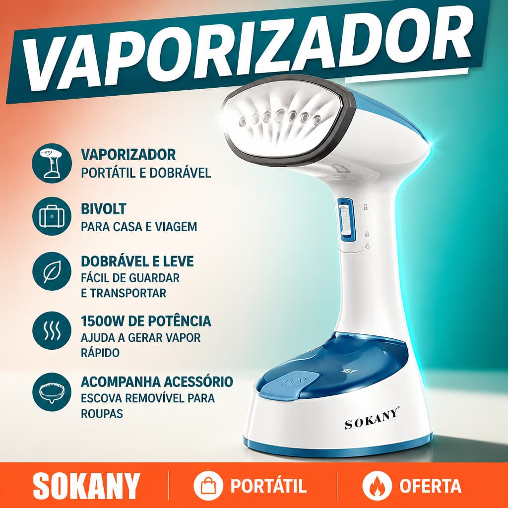 Passadeira a vapor portátil 3065 branca para roupas uso doméstico prático compatível 127V 220V