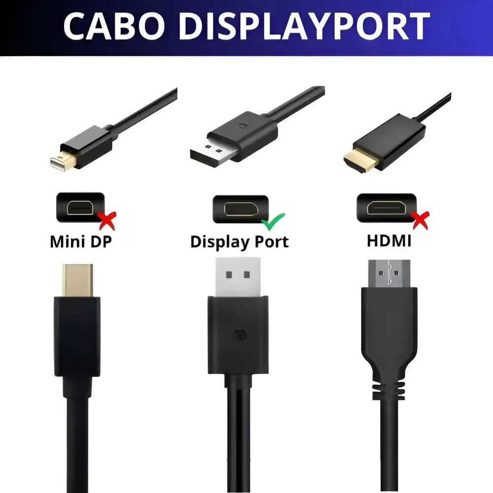 Cabo Displayport Gamer 1.4 1080p 240hz 4k 120hz 8k 60hz Micro Livre