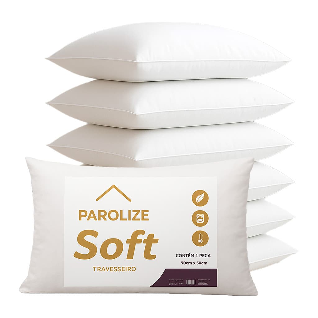 Kit com 06, 04 e 02 Travesseiros Plumas de Ganso Macio Antialérgico Soft