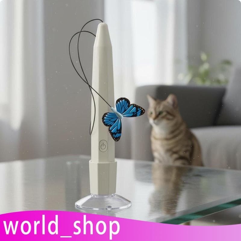 [World_shop] Dispositivo Industrial Brinquedo Automático Para Gatos Com Ventosa Movimento Borboleta Teaser Gato Brincar